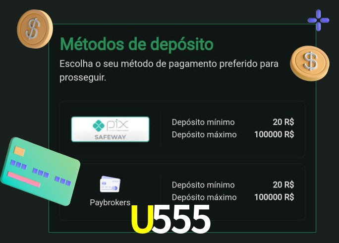 O cassino U555 oferece uma grande variedade de métodos de pagamento